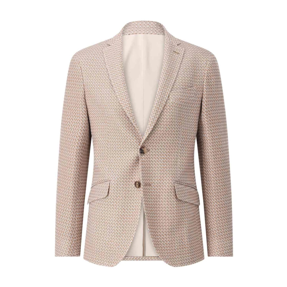 ETRO Moderne Katoenen Webpatroon Slim-Fit Blazer Beige Heren