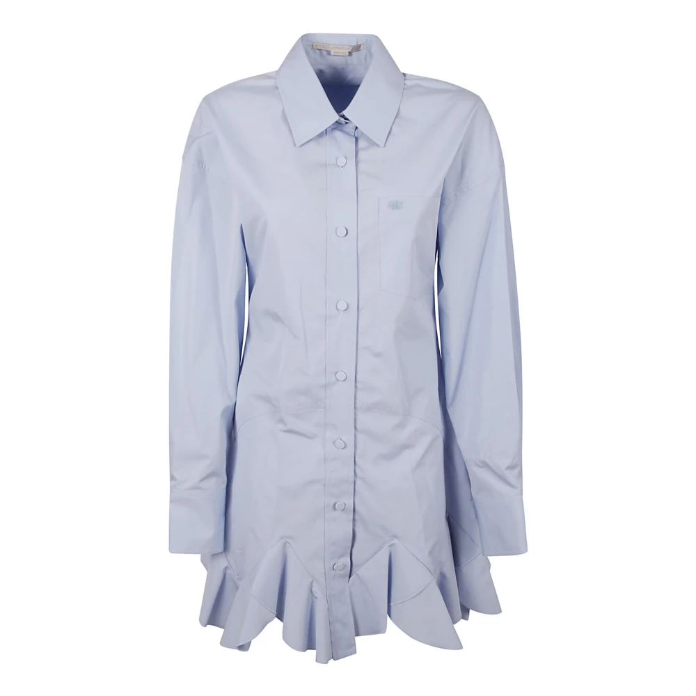 Stella Mccartney Blauwe Geruwde Overhemdjurk Blue Dames