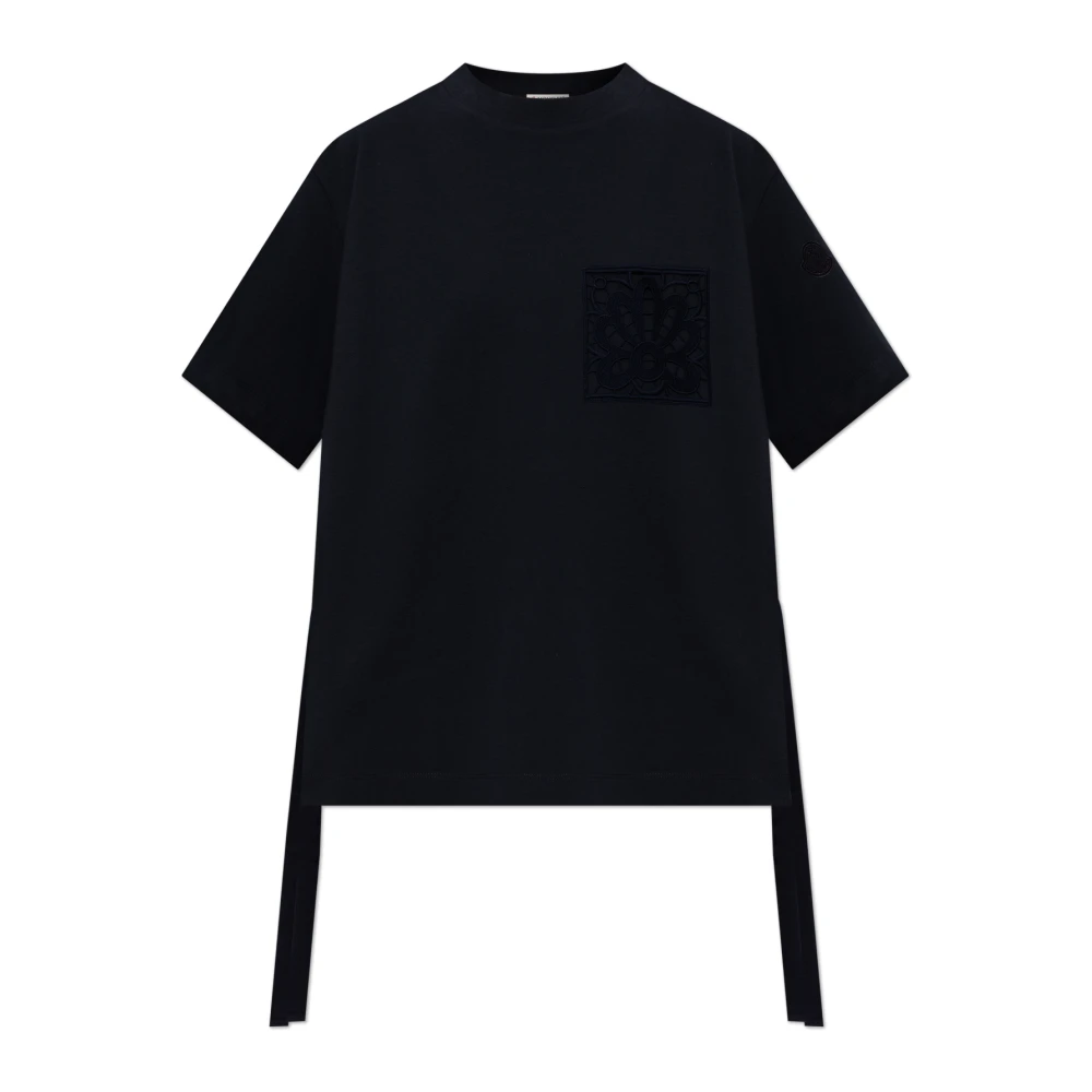 Moncler Blue T-Shirts, Female, S, T-Shirt With Logo Patch