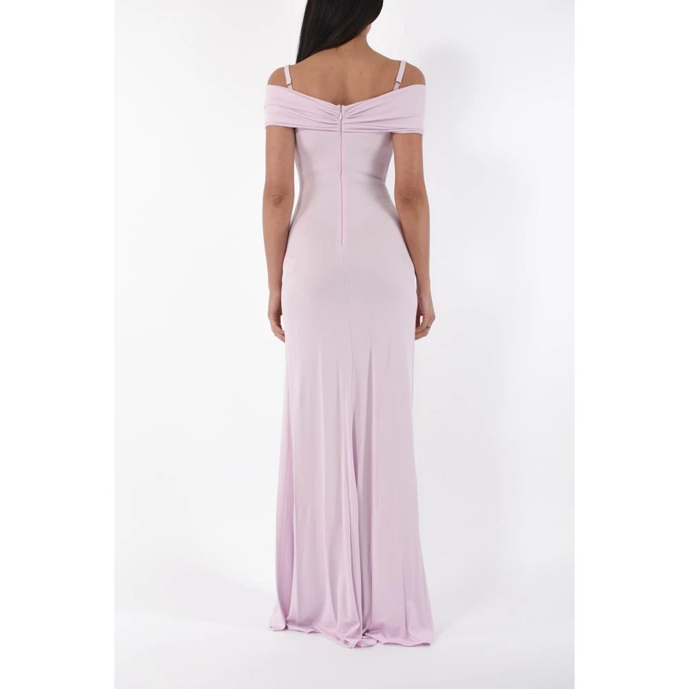 Elisabetta Franchi Jersey Crêpe Korsetjurk met Gedrapeerde Schouders Pink Dames