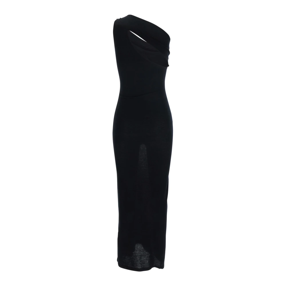Federica Tosi Zwarte Lange Jurk met Juweeldetail Black Dames