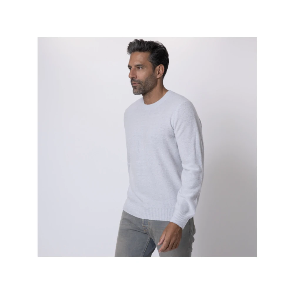 Gran Sasso Lichtgrijze Bouclé Trui met Ronde Hals Gray Heren
