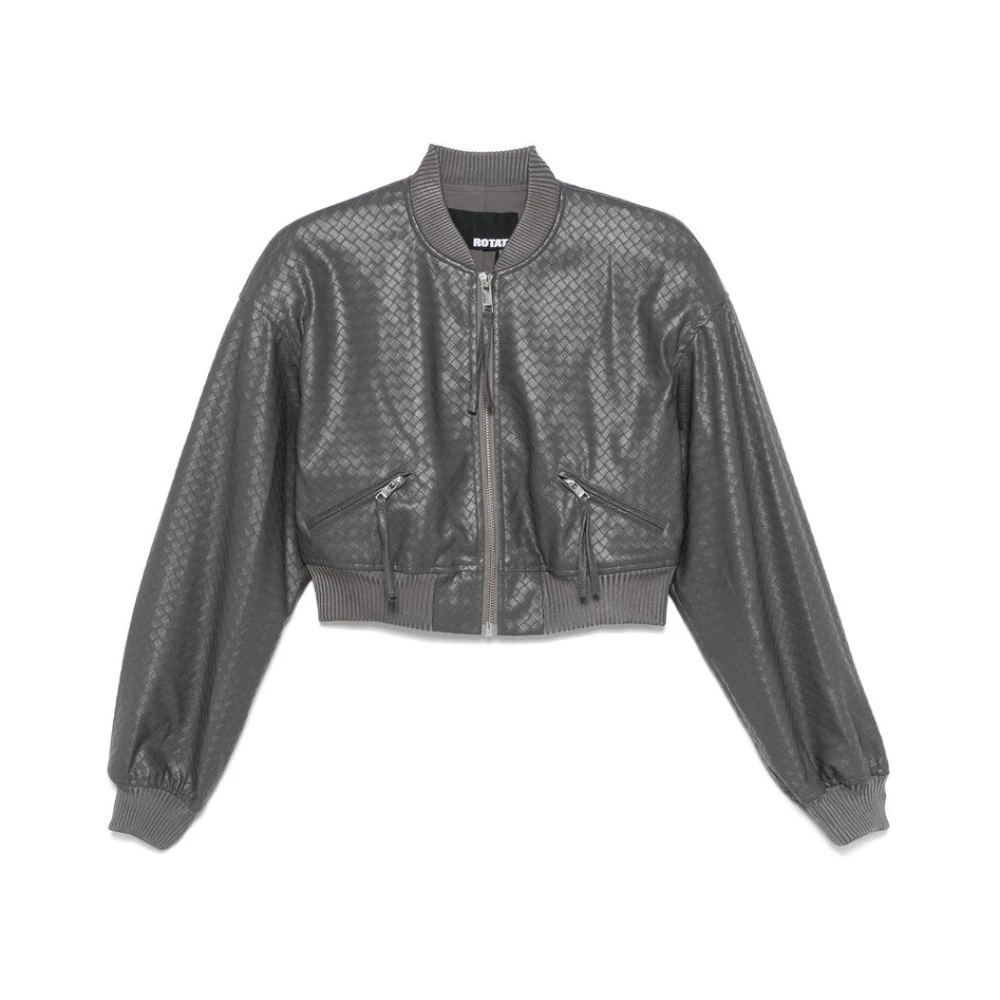 Rotate Birger Christensen Gevlochten Cropped Jas Gray Dames