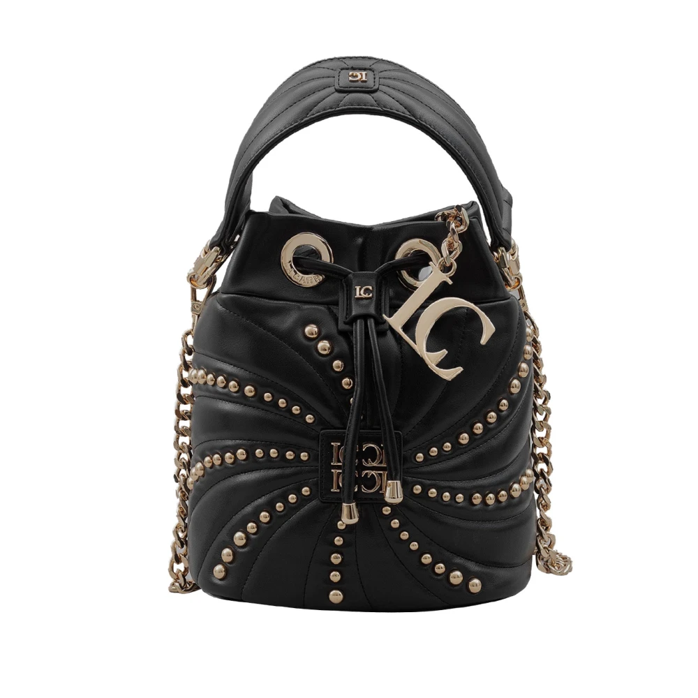 La Carrie Zwarte Bucket Bag met Spiraalstiksels Black Dames