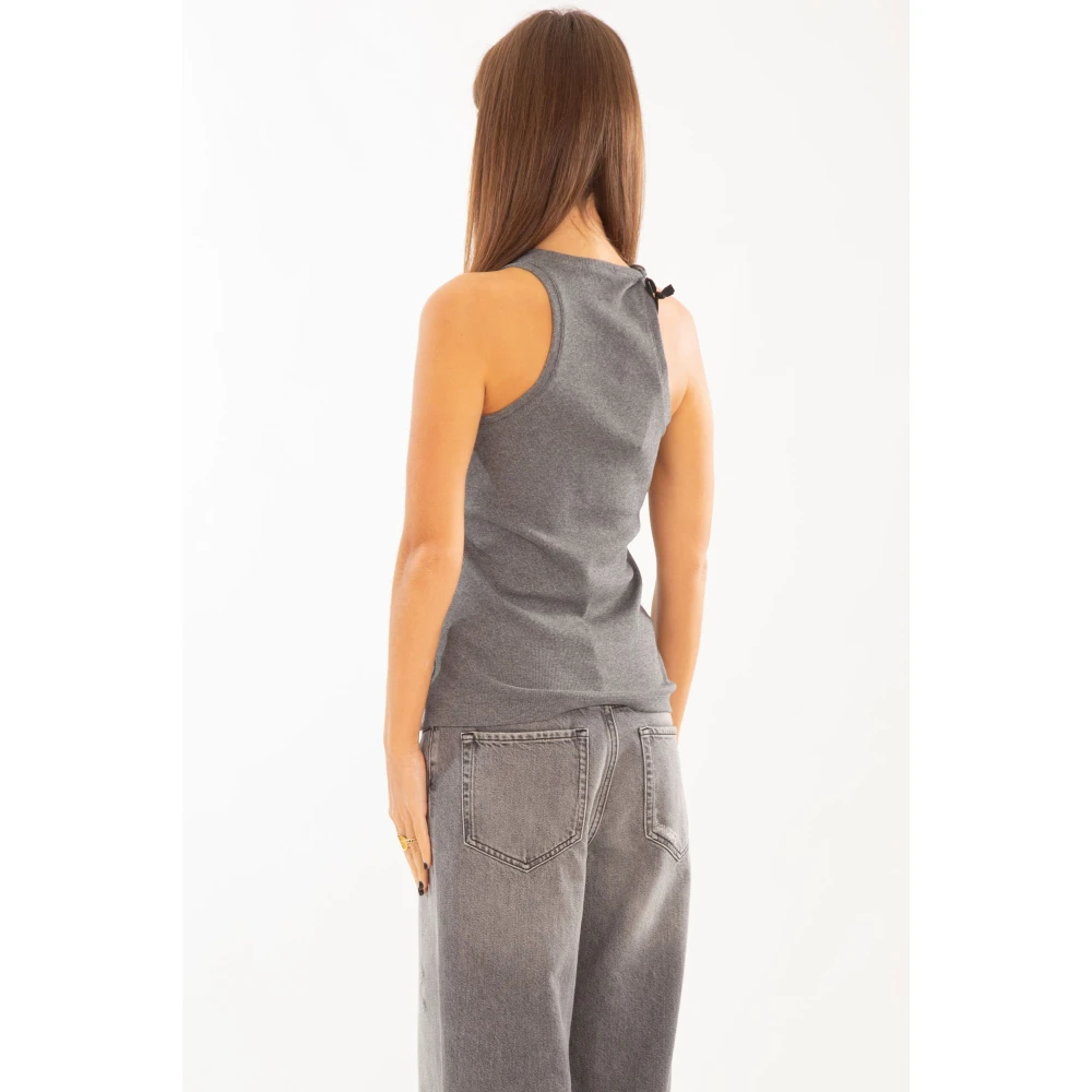 pinko Ribgebreide tanktop met Distinto-logo Gray Dames