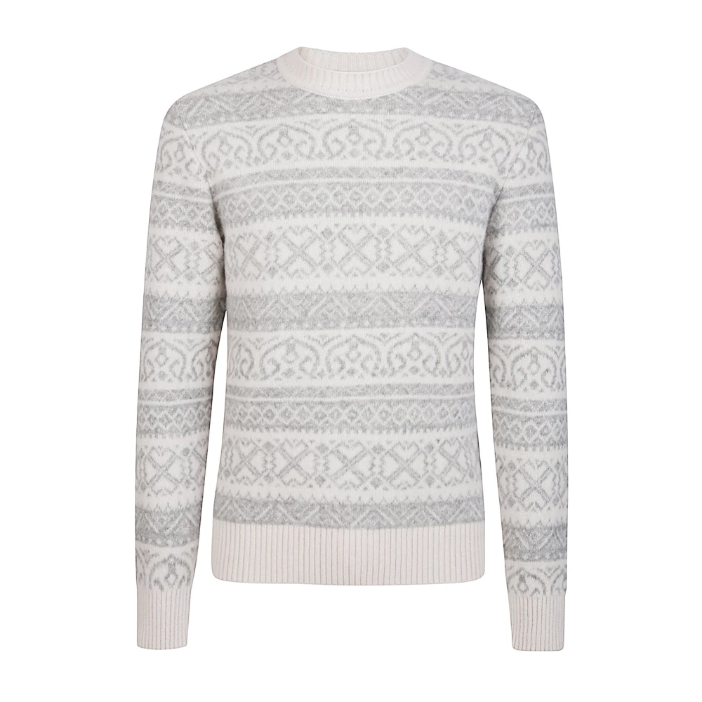 Eleventy Kasjmier Zijde Jacquard Trui Gray Heren