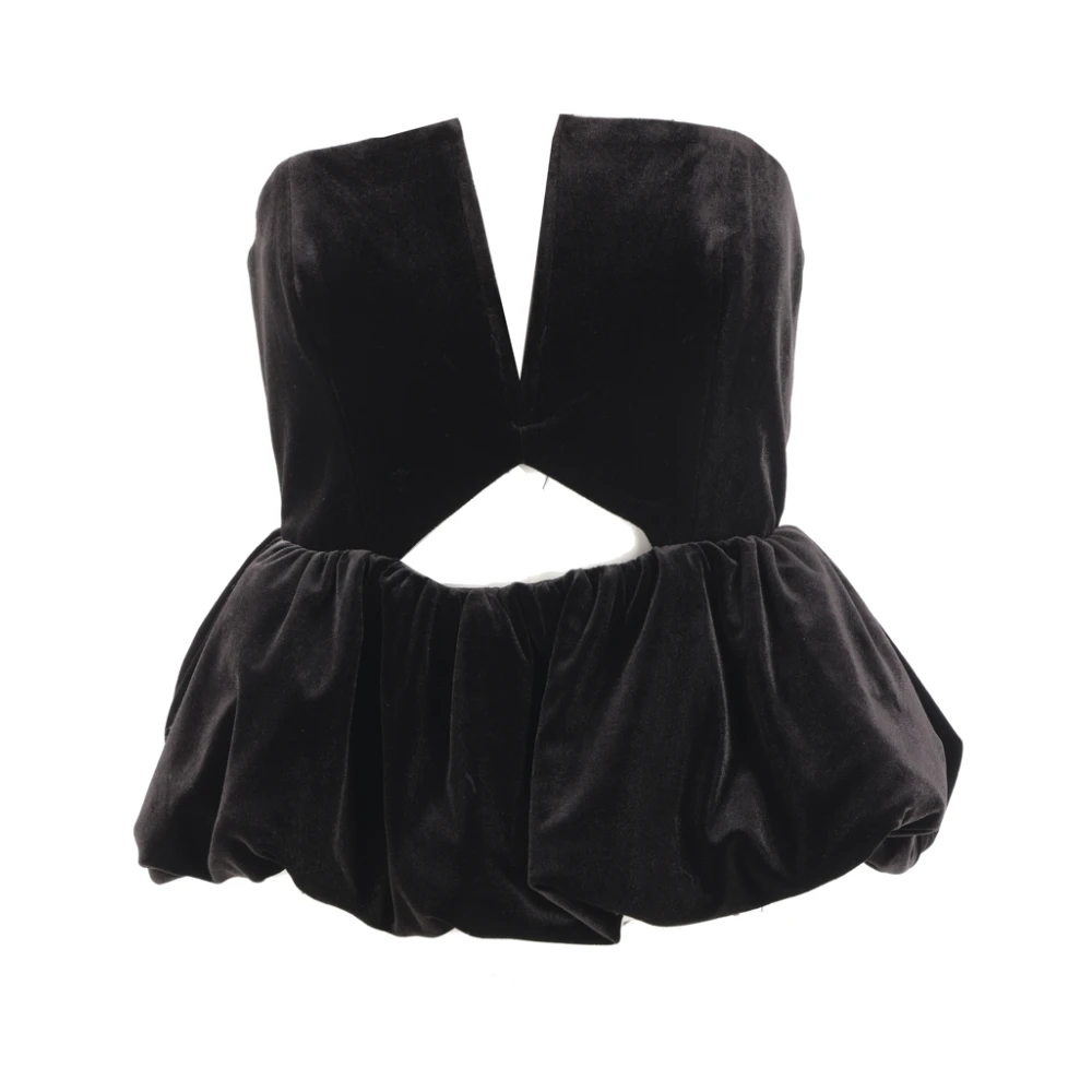 Self Portrait Zwart Velvet Bustier Top Cut-Out Black Dames