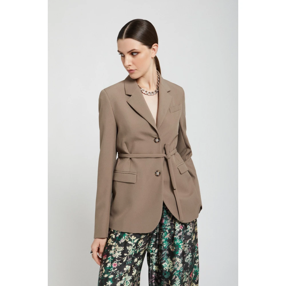 Ottod'Ame Elegante Dames 2-Knoop Blazer Brown Dames