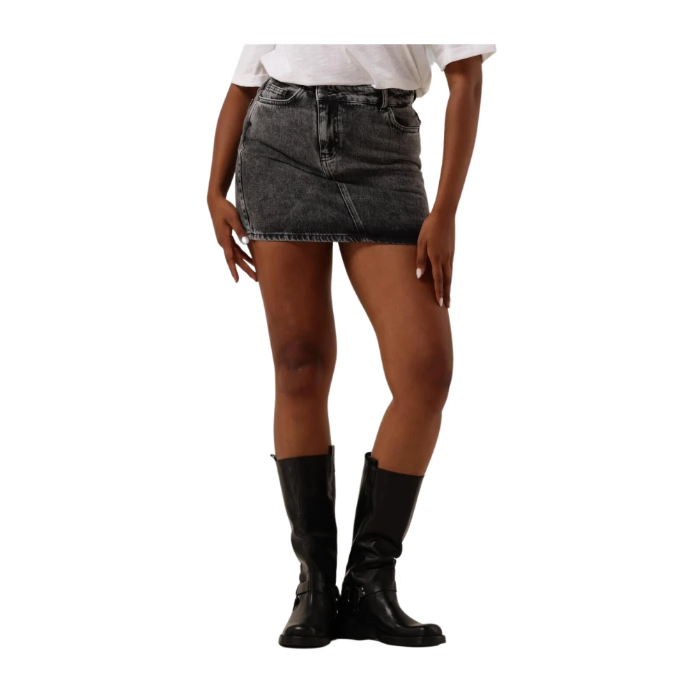 Alix The Label Asymmetrische Denim Mini Rok Gray Dames