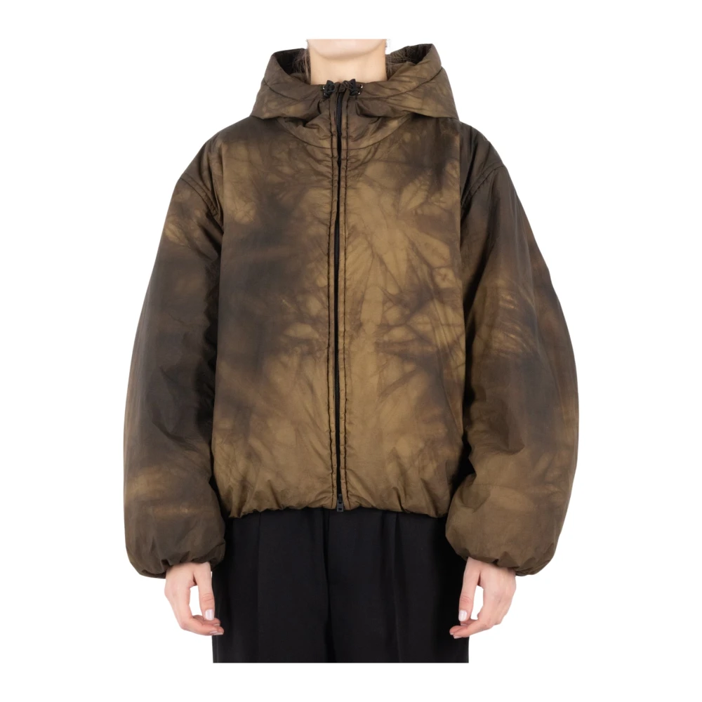 Acne Studios Beige Zwart Nylon Jas Brown Dames