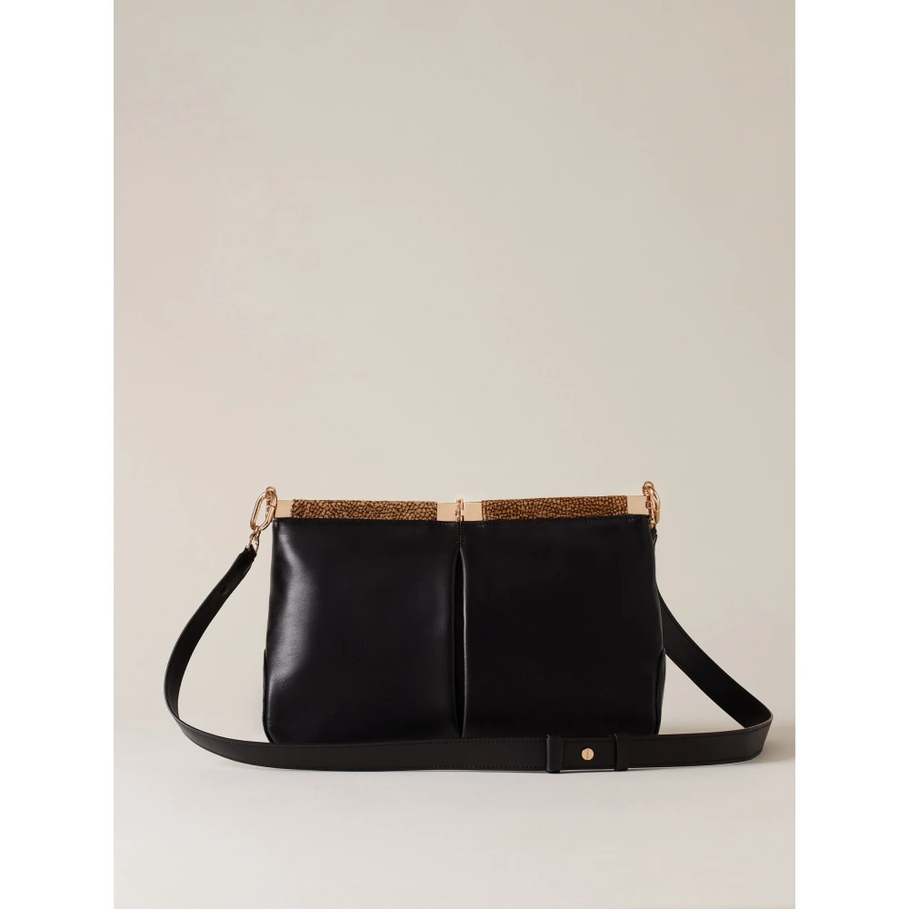 Borbonese Zwart Natuurlijk Leren Handtas Black Dames