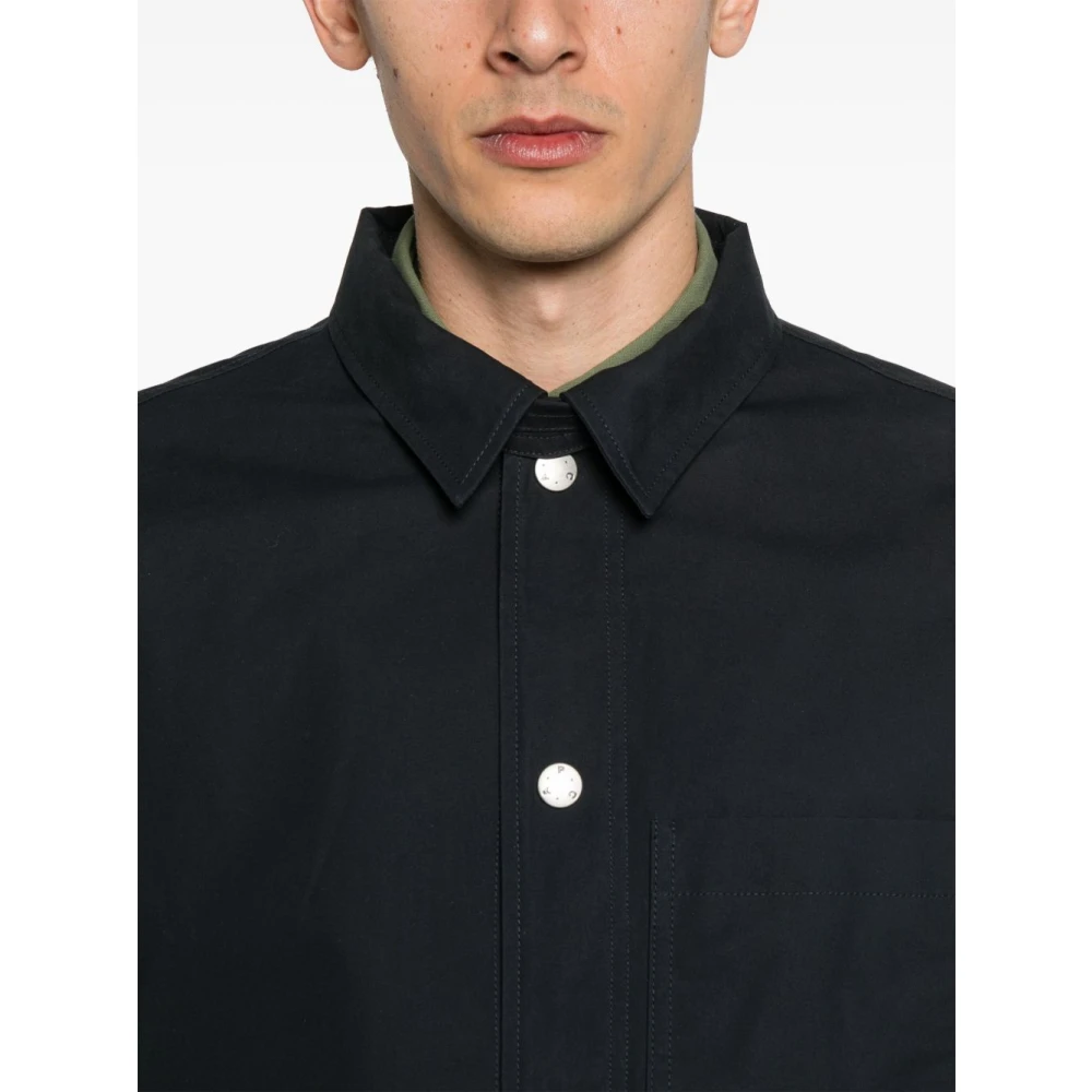 A.p.c. Blauwe Kraag Shirt Jas Middernacht Katoen Blue Heren