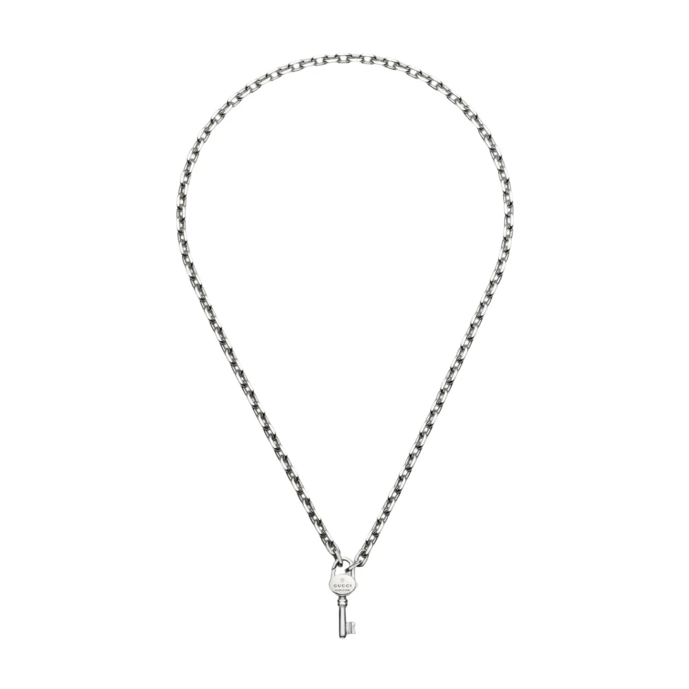 Gucci Women's Gray Padlock Key Chain Necklace