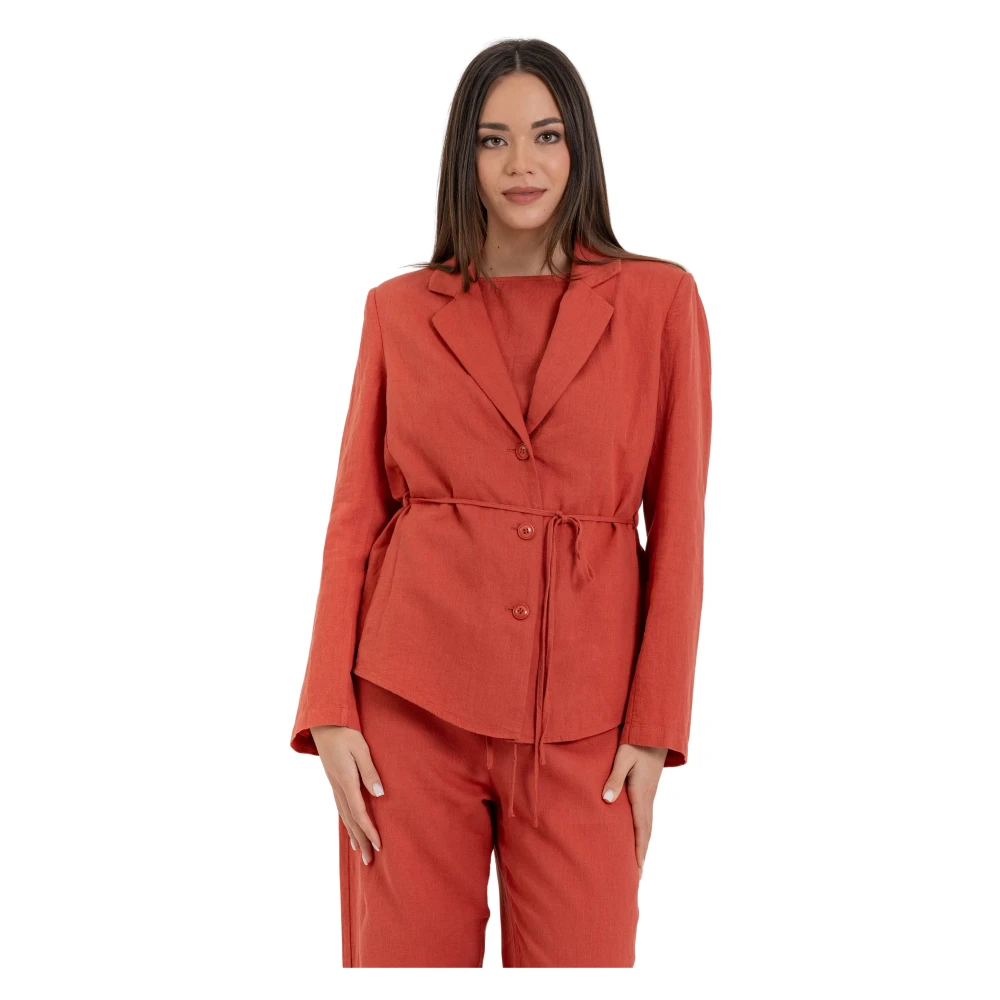 Kocca Femme Marron - Blazer Tailleur Avec Ceinture - Vestes - Brun - Taille: 38 Fr
