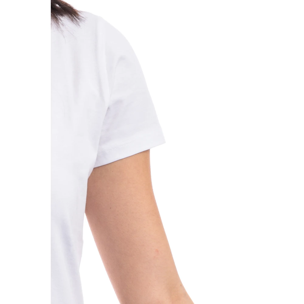 Liu Jo Bedrukt Rhinestone T-shirt White Dames
