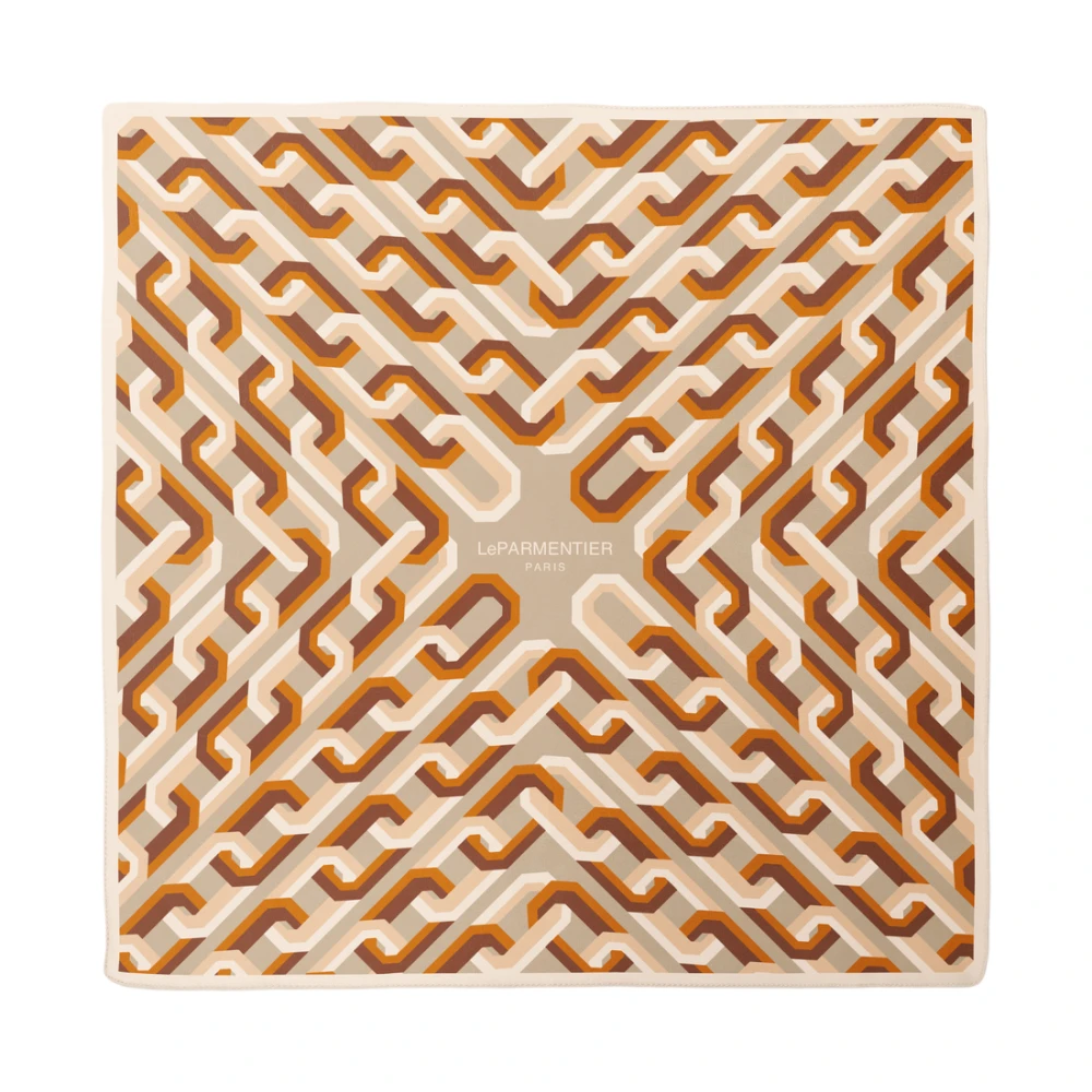 Le Parmentier Women's Beige Silk Scarves, One Size, Chain Motif Bandana Silk Scarf