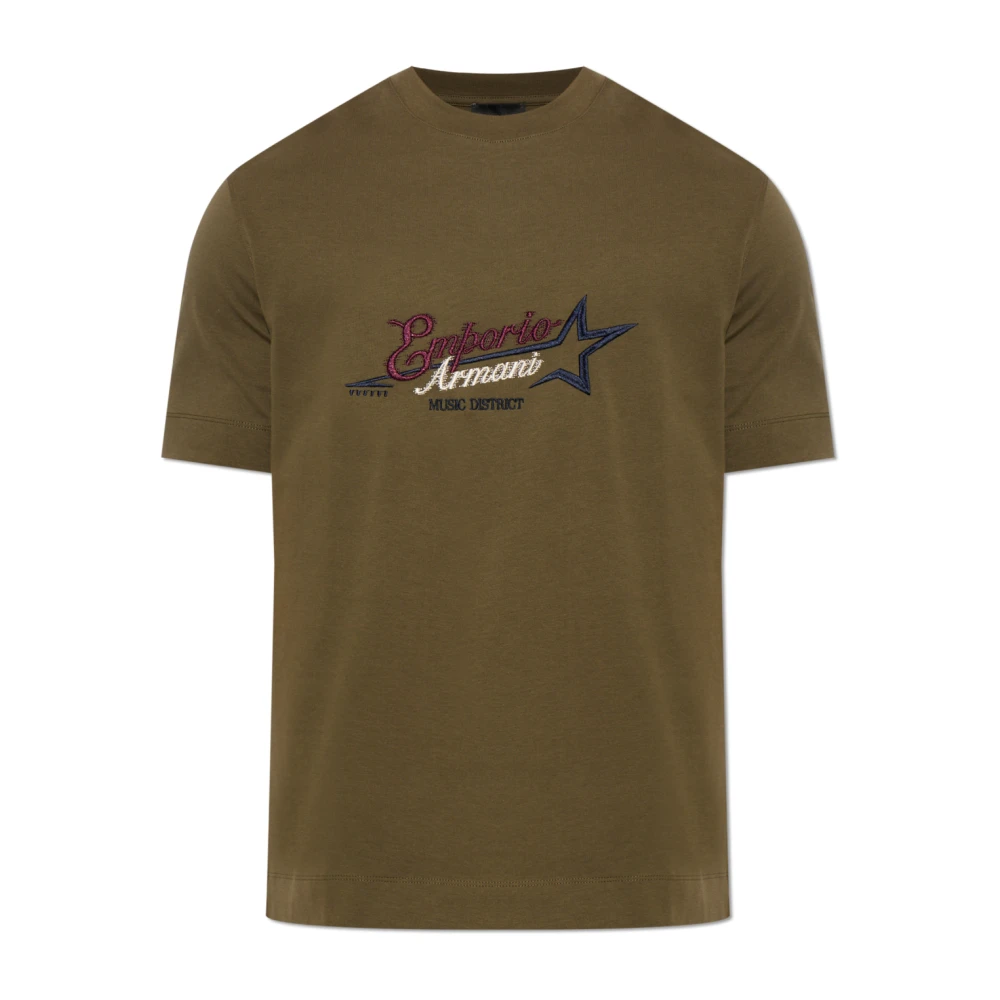 Emporio Armani Homme Vert - T-Shirt Avec Logo Brodé - Tops - Taille: L