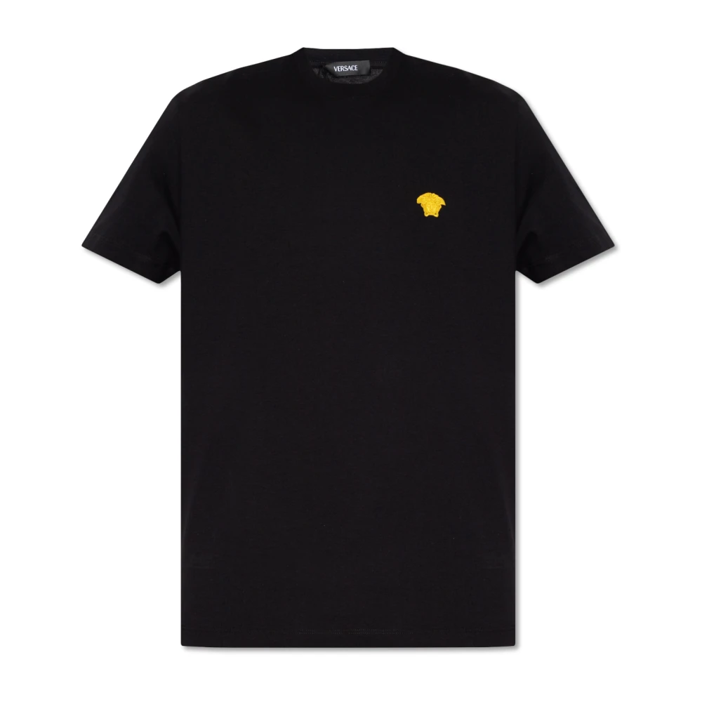 Versace Men's Black T-Shirt With Medusa Face - T-Shirts - M- Tops