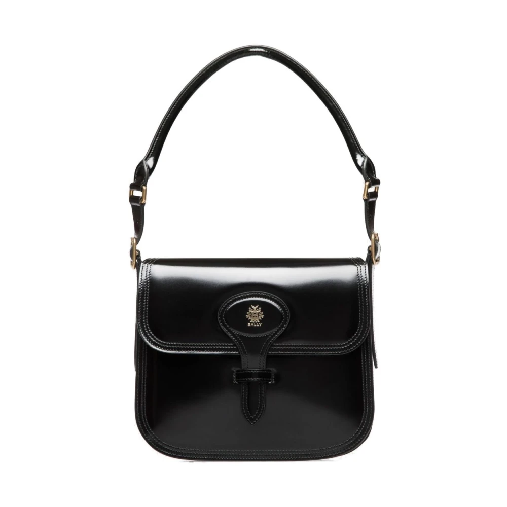 Bally Antiekroze gladleren schoudertas Black Dames