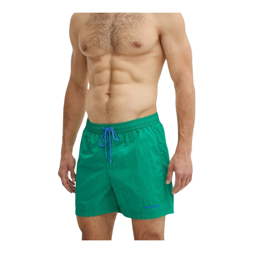 Tommy Jeans Geborduurde logo zwemshorts Slim Fit Green Heren