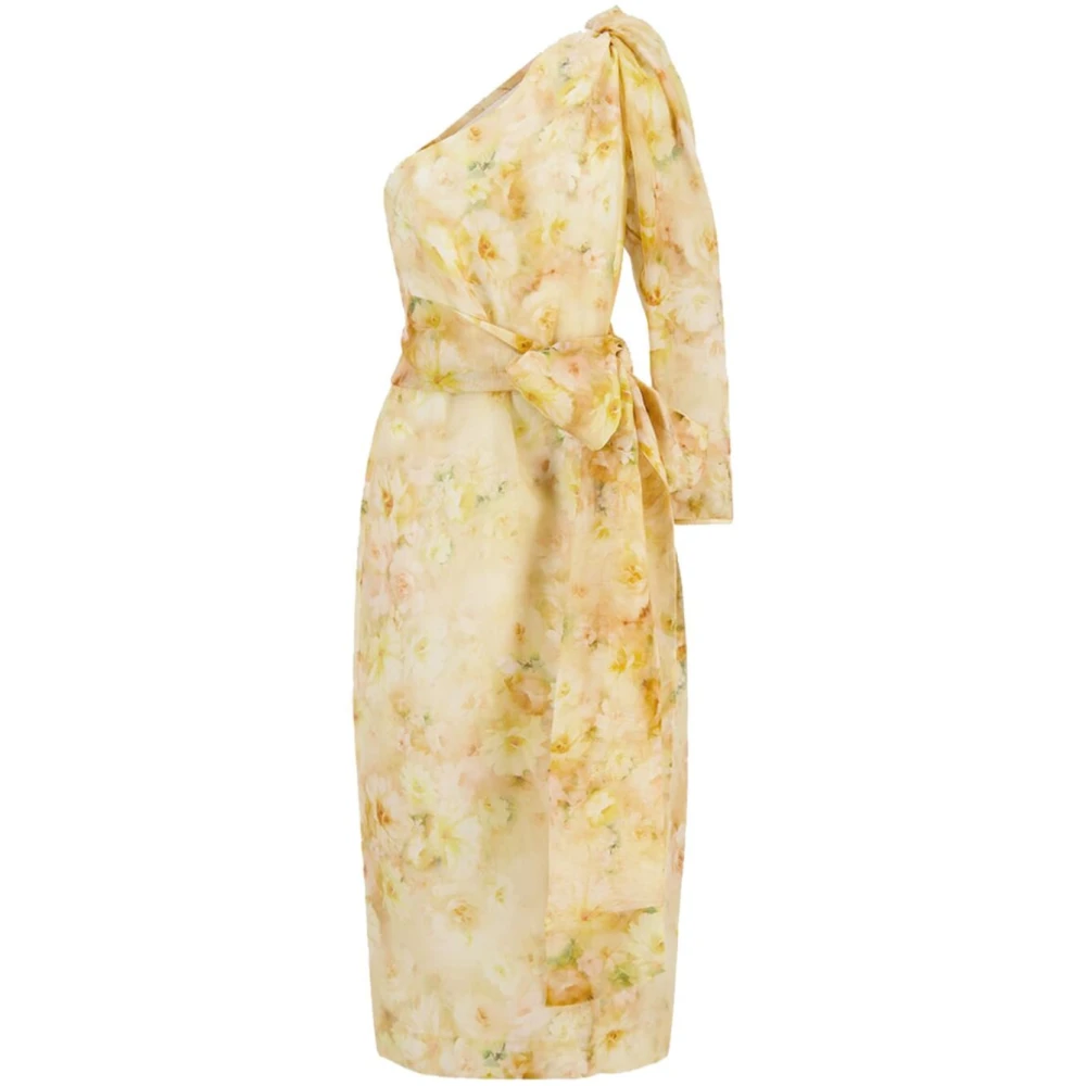 Zimmermann Bloemen lange mouw ceintuur jurk Yellow Dames