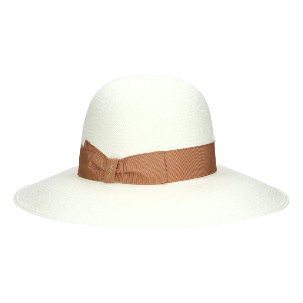 Borsalino Fijn geweven Violet Panama Hoed White Dames
