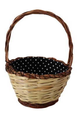 Beige Trä Vävd Rattan Korg Toteväska