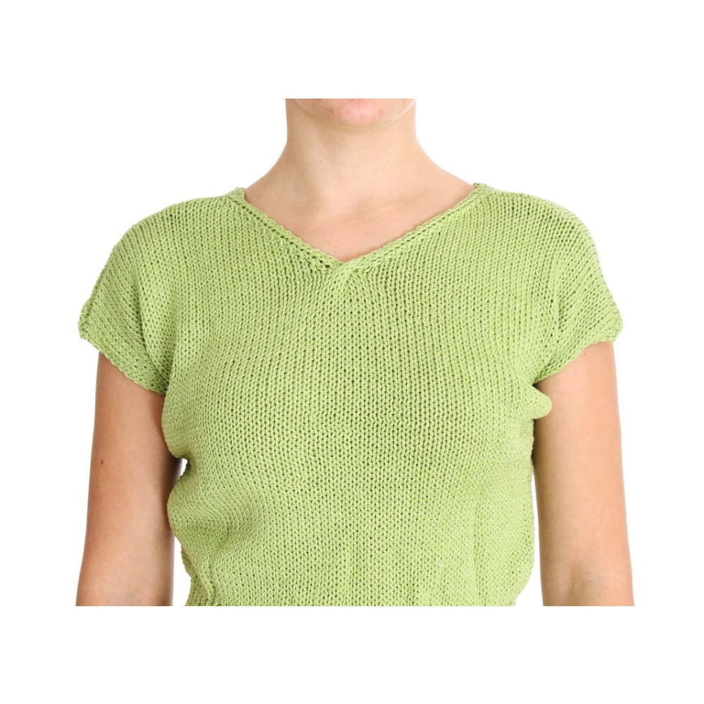 Pink Memories Groene Mouwloze Gebreide Vest Trui Green Dames