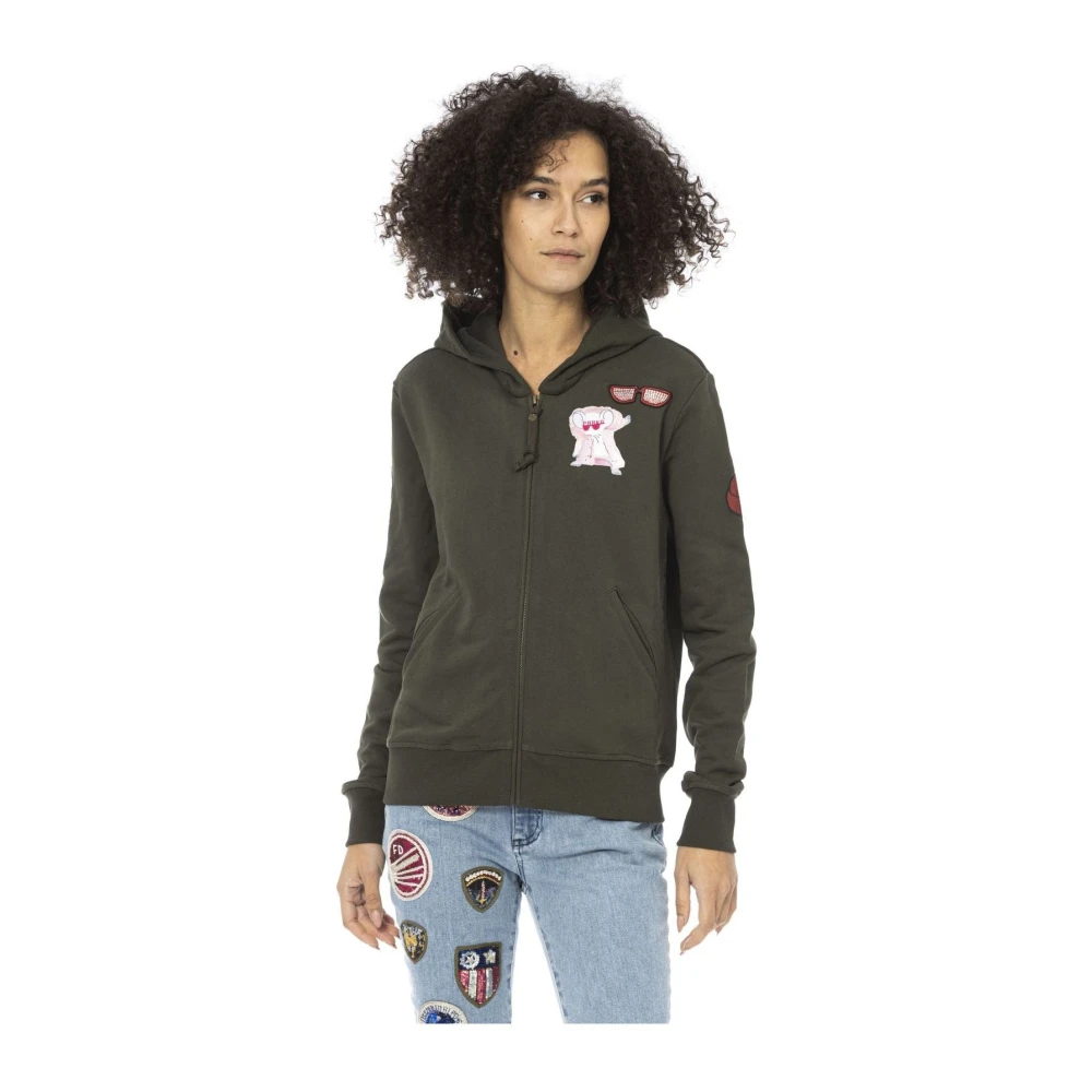 Mr&Mrs Italy Women's Green Zip-Throughs, S, Timeless Hoodie With Distinctive Style