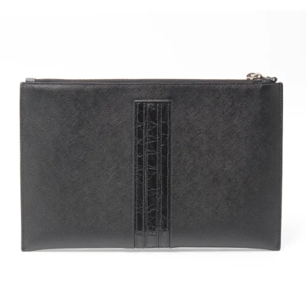 Prada Vintage Pre-owned Leather clutches Black Dames