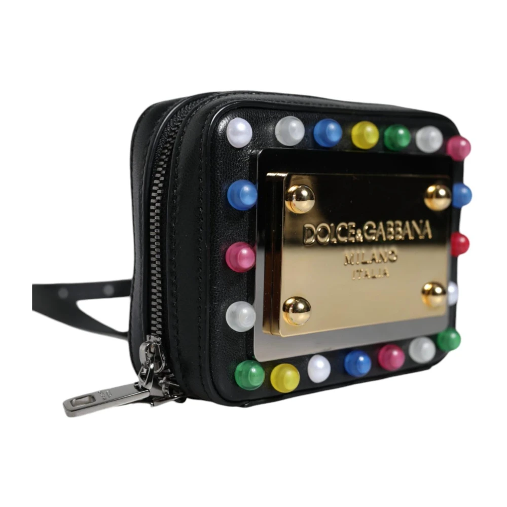 Dolce & Gabbana Zwarte leren LED Crossbody tas Black Dames