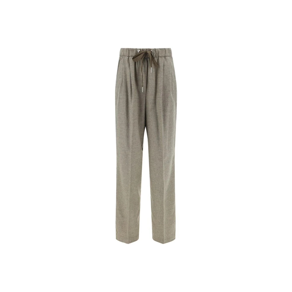 Pinko Geruite Patroon Wollen Broek met Koord Green Dames
