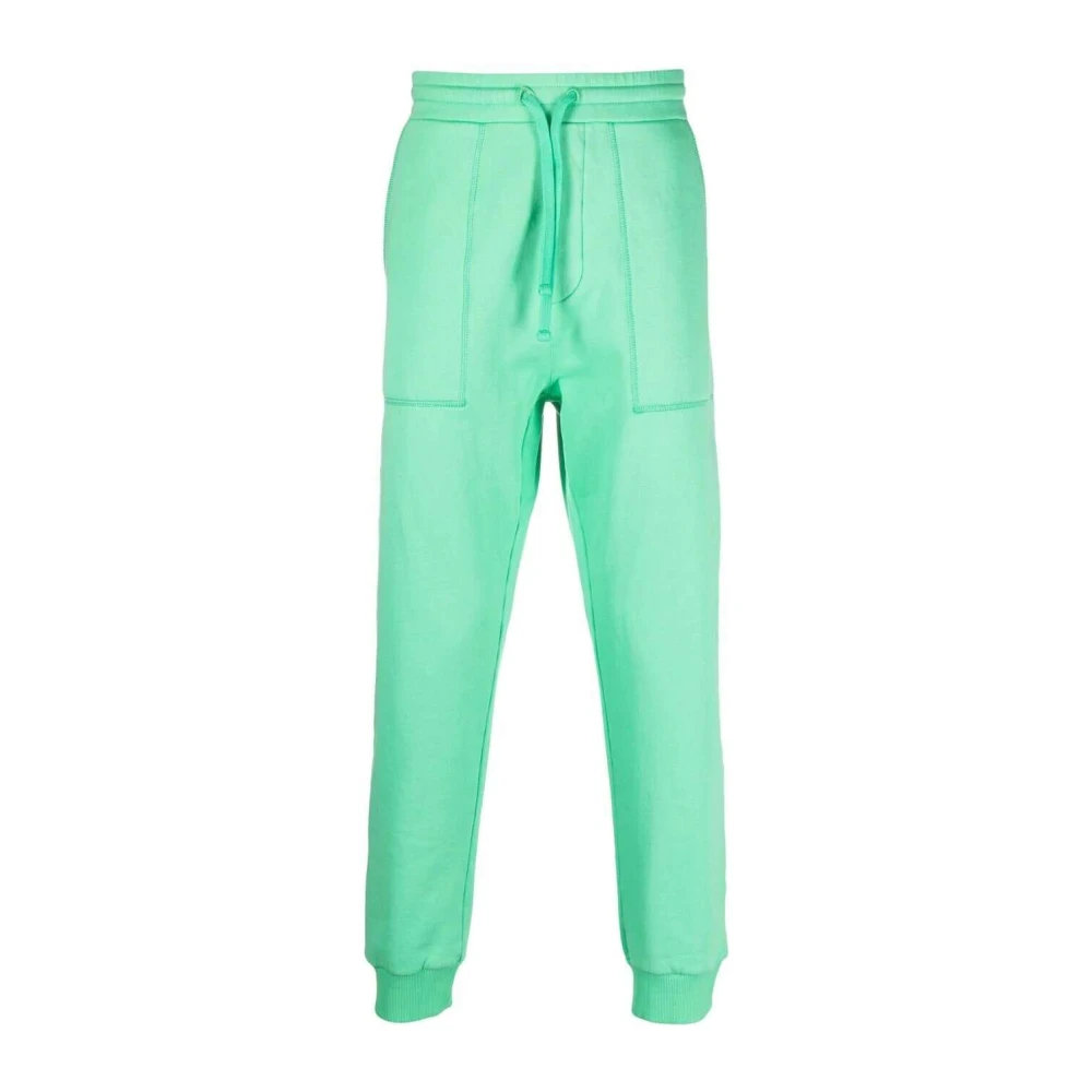 Nanushka Mintgroene broek met hoge taille en geborduurd logo Green Dames