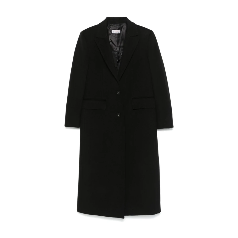 Alberto Biani Zwarte wollen jas met pieklapels Black Dames