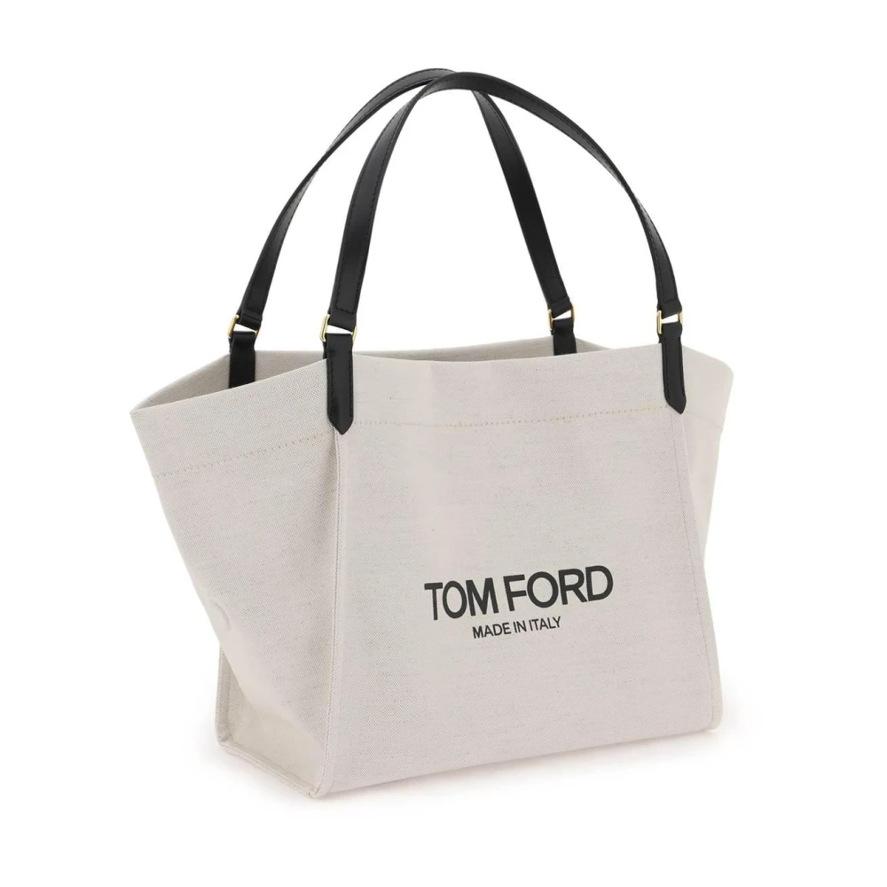 Tom Ford Amalfi Tote Bag met Bedrukt Logo Beige Dames