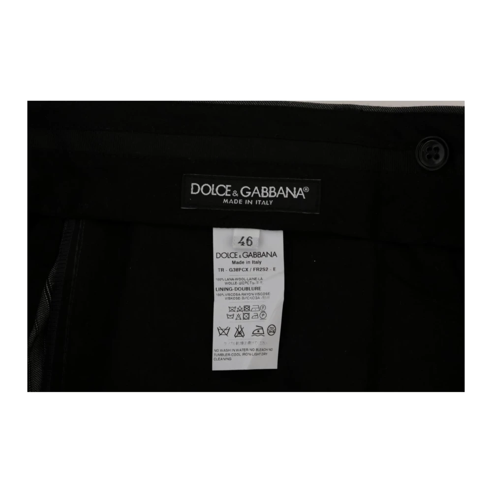 Dolce & Gabbana Grijze Gestreepte Wol Formele Broek Gray Heren