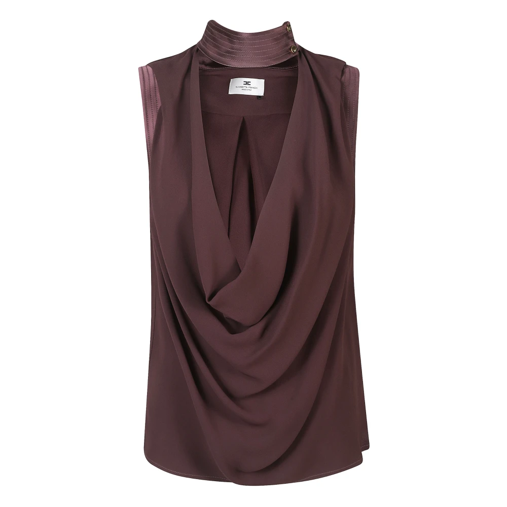 Elisabetta Franchi Brown Blouses, Female, Xs, Cowl Neck Blouse