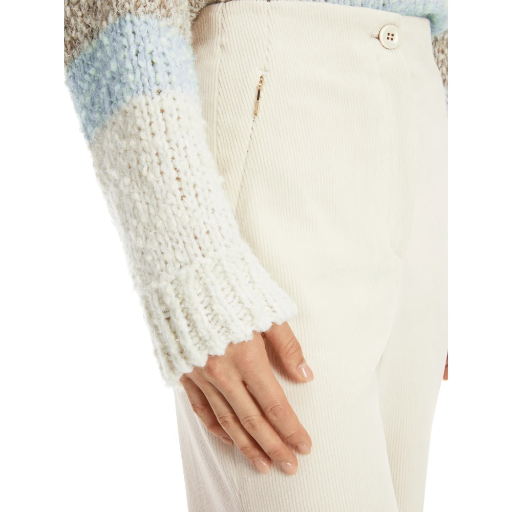 Marc Cain Corduroy Broek met Hoge Taille White Dames