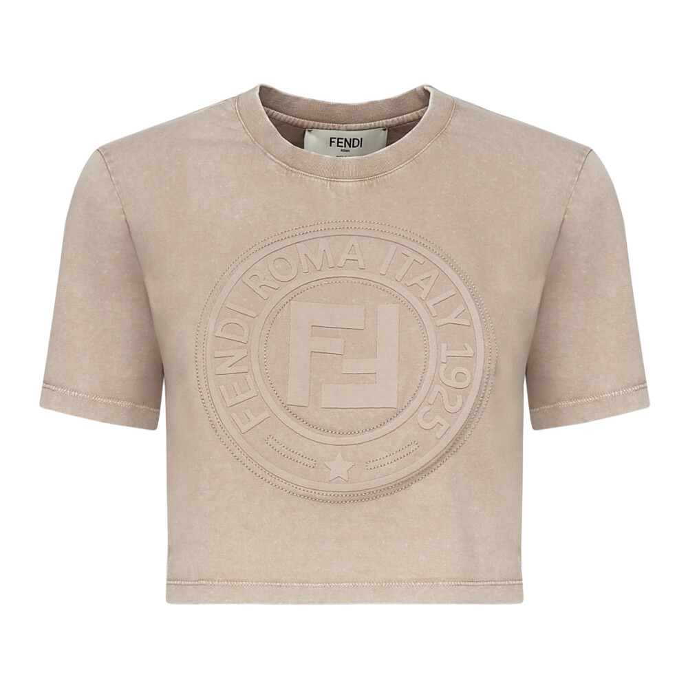 Tシャツ・カットソー Fendi Cropped Top With Embossed Logo Fendi Ff-embossed Cropped Top in Black | Lyst