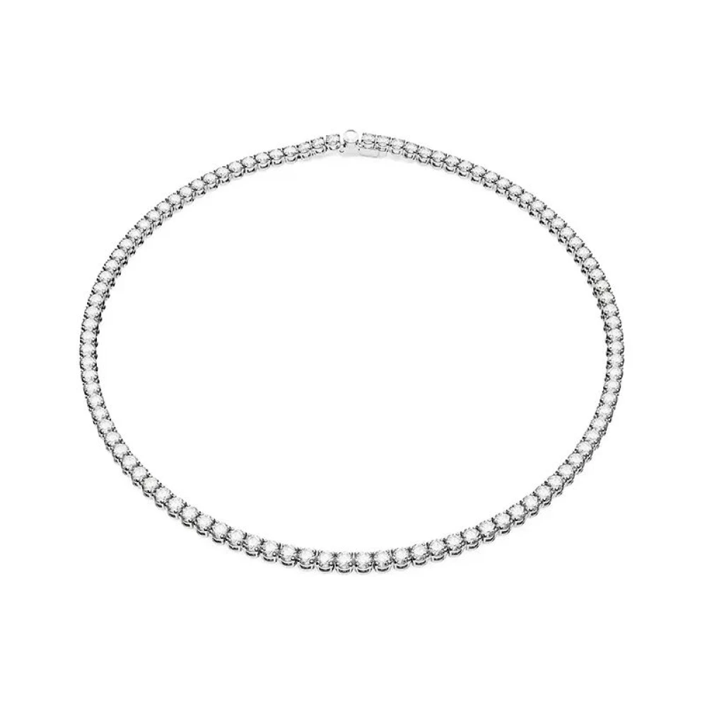 Swarovski Matrix Tennis Halskette, Rundschliff, Rhodiniert Weiß Groß - Bild 5