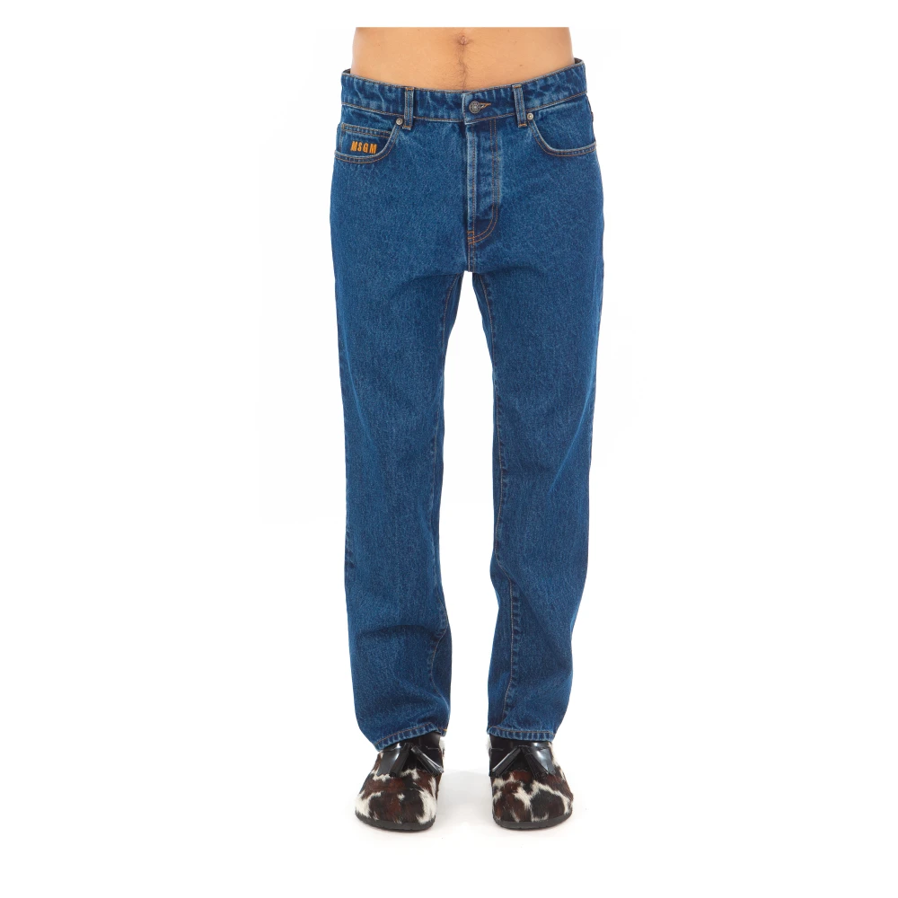 Msgm Klassieke Heren Jeans Blauw Rechte Pasvorm Blue Heren