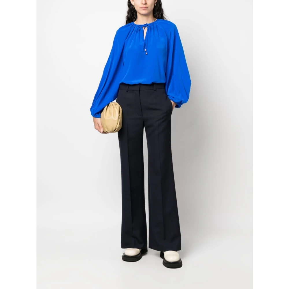 Phaeonia Blauwe Zijden Zelfstrik Blouse Blue Dames