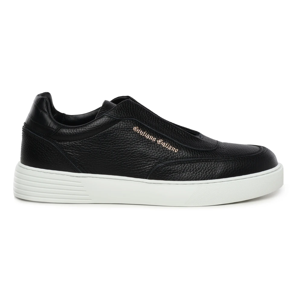 Giuliano Galiano Zwarte leren sneakers met logo Heren Schoenen