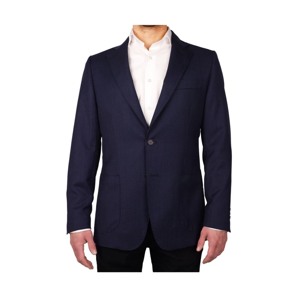 Made in Italia Wollen Blazer met Twee Knopen Blue Heren