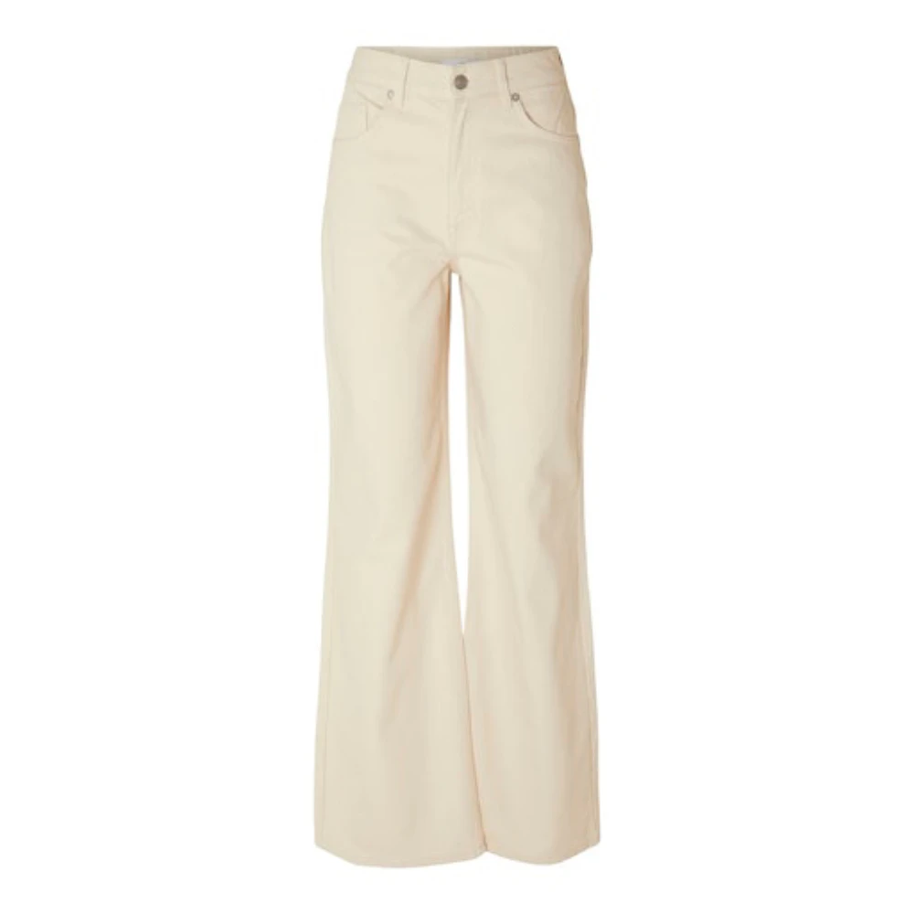 Selected Femme Dames Jeans Slfalice-tiana Hw Work White Wide Jeans White Dames