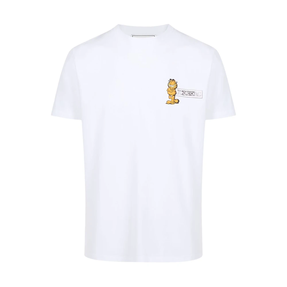 Iceberg Slim-fit wit T-shirt in stretch jersey met Garfield-print en logo White Heren