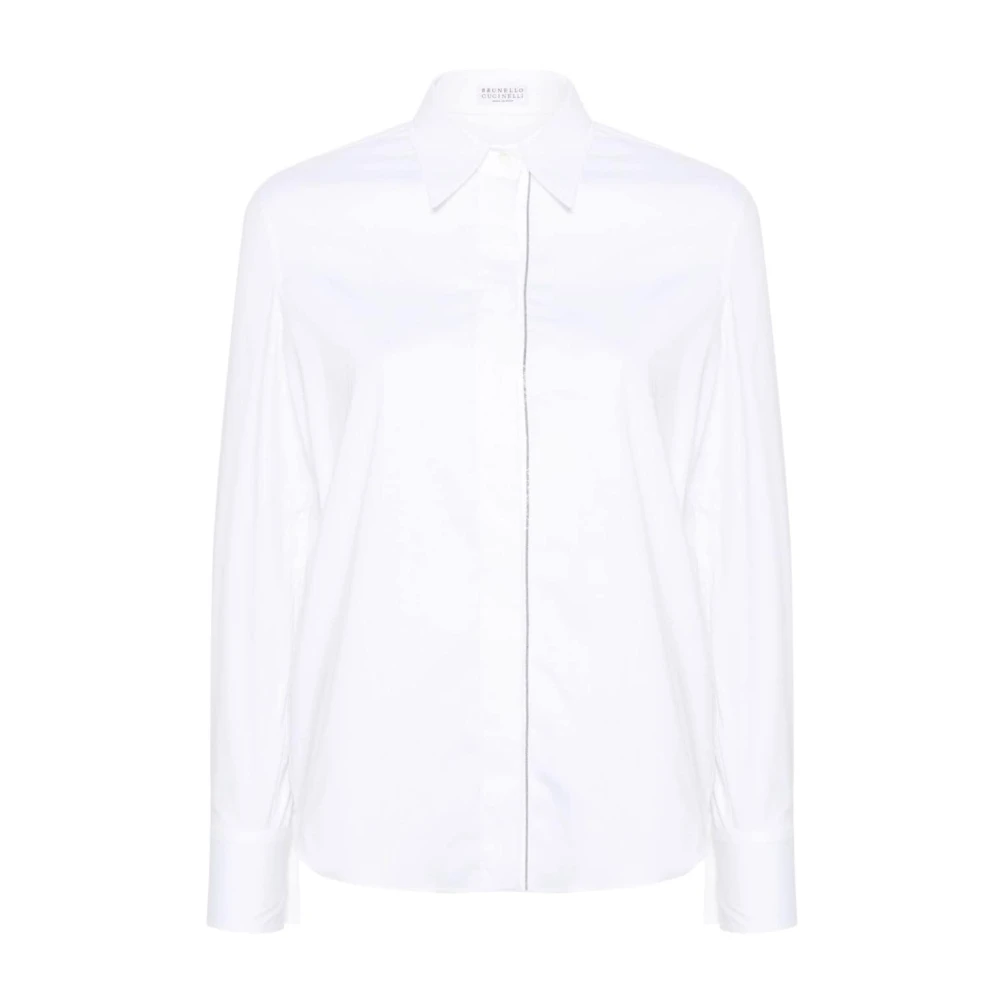 Brunello Cucinelli White Shirts, Female, S, Cotton Shirt With Front Closure
