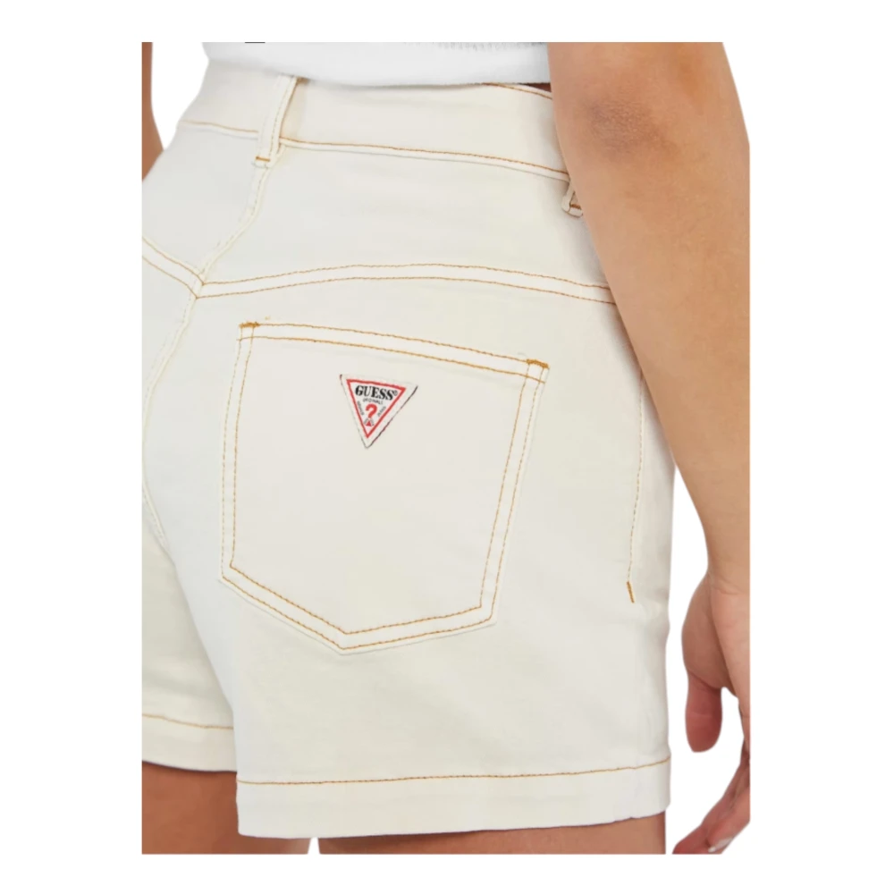 Guess Organische katoenen hoge taille denim shorts Beige Dames