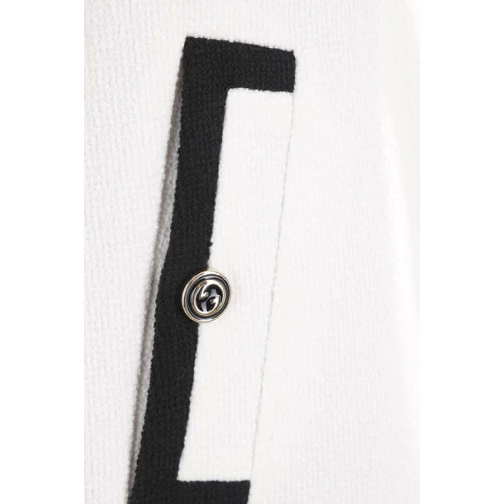 Gucci Witte Tweed Jas met Contrasterende Afwerking White Dames