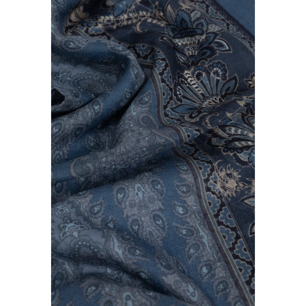 ETRO Kasjmier sjaal met decoratief patroon Blue Heren